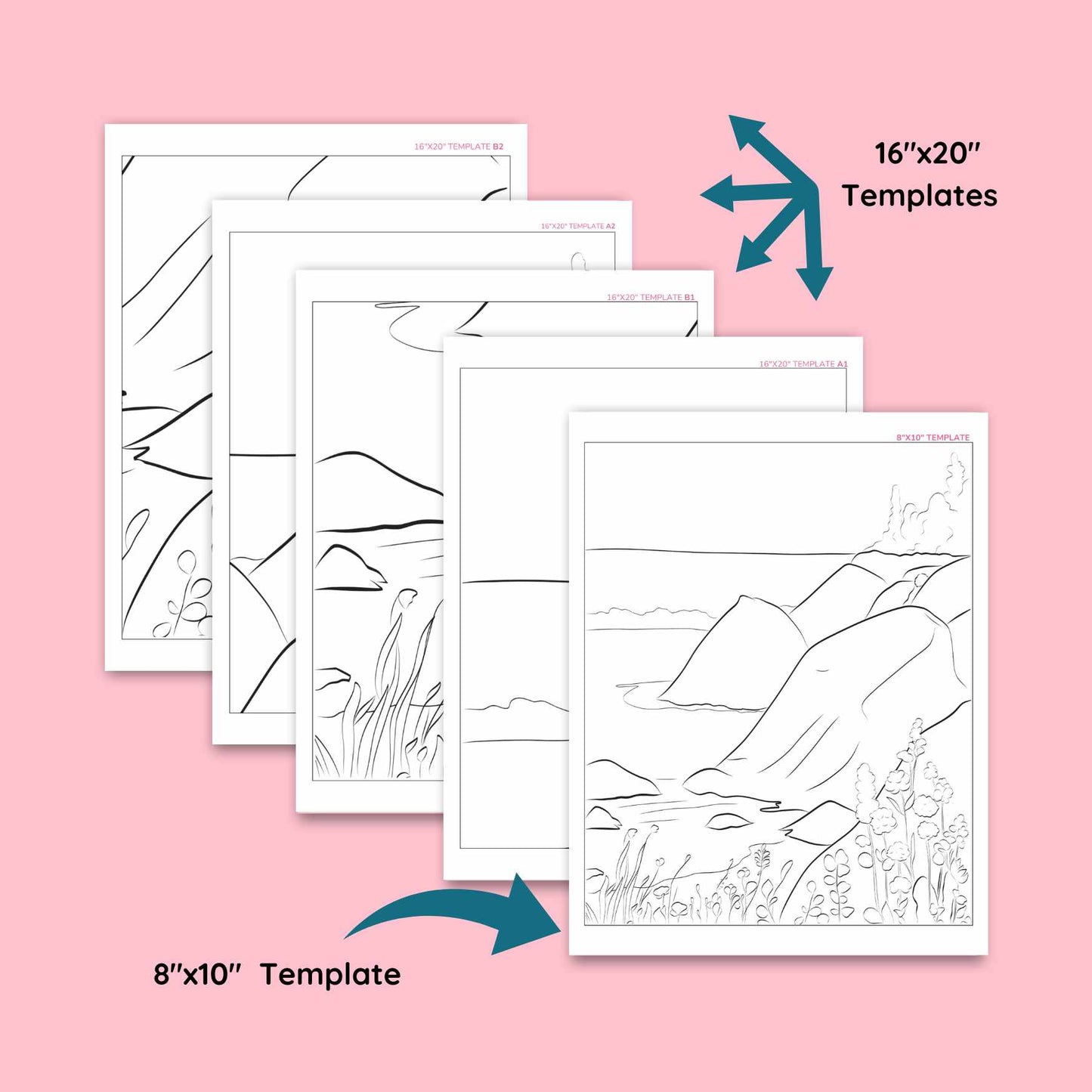 templates of for a DIY pre drawn canvas for easy acrylic painting