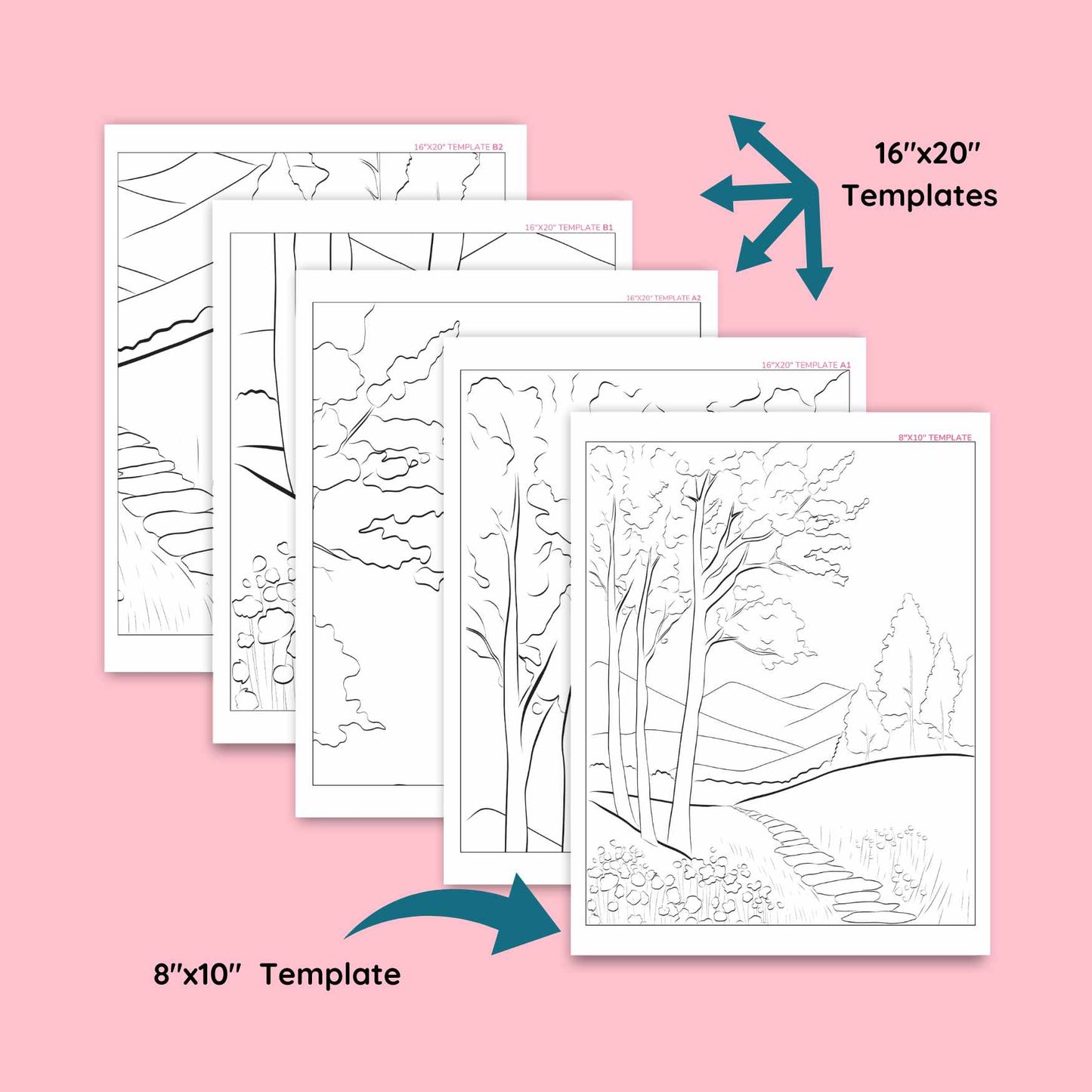 Templates to make a DIY pre drawn canvas for easy acrylic painting