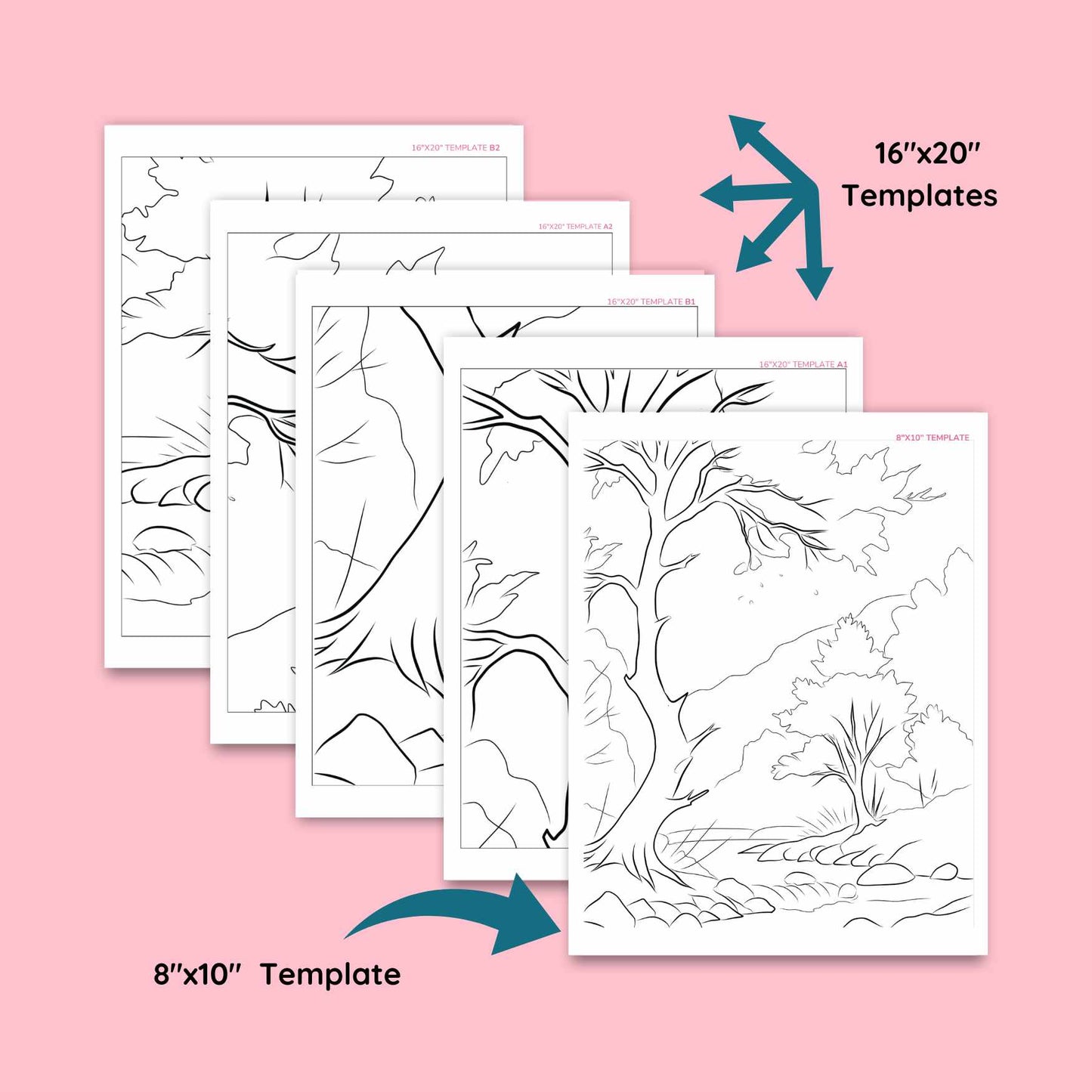 templates of for a DIY pre drawn canvas for easy acrylic painting