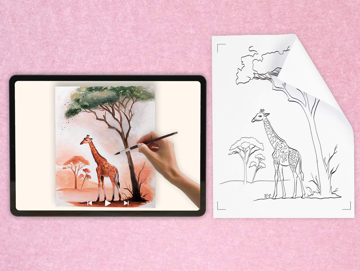 templates of for a DIY pre drawn canvas for easy acrylic painting landscape