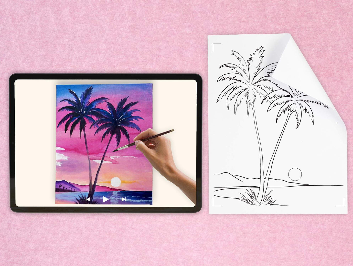 templates of for a DIY pre drawn canvas for easy acrylic painting landscape