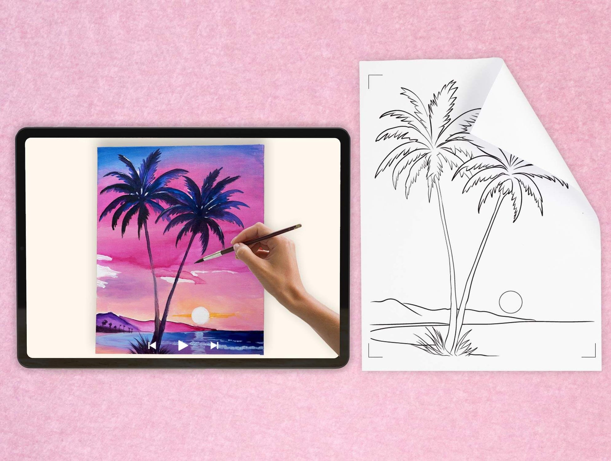 templates of for a DIY pre drawn canvas for easy acrylic painting landscape