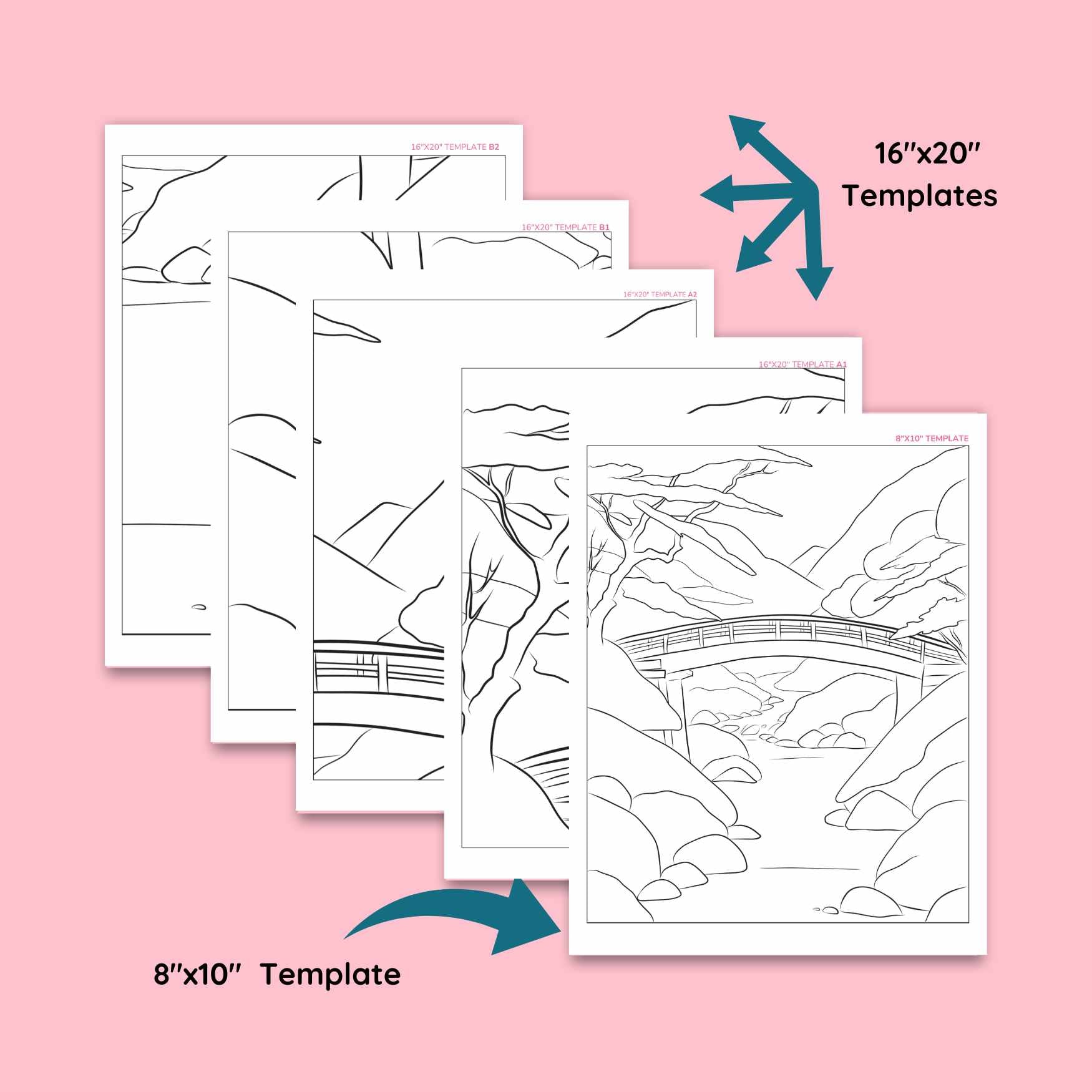 templates of for a DIY pre drawn canvas for easy acrylic painting