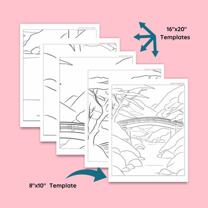templates of for a DIY pre drawn canvas for easy acrylic painting