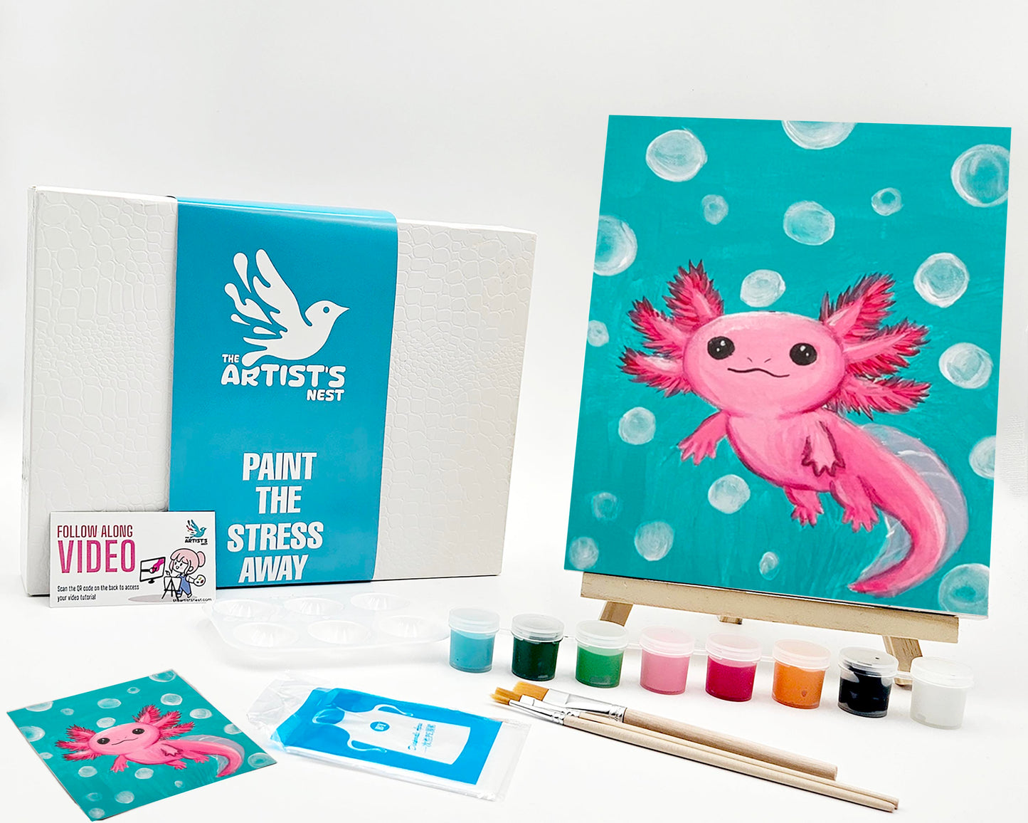 Bubbly Axolotl: Paint Class in a Box