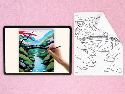 templates of for a DIY pre drawn canvas for easy acrylic painting landscape