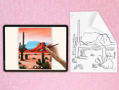 templates of for a DIY pre drawn canvas for easy acrylic painting landscape