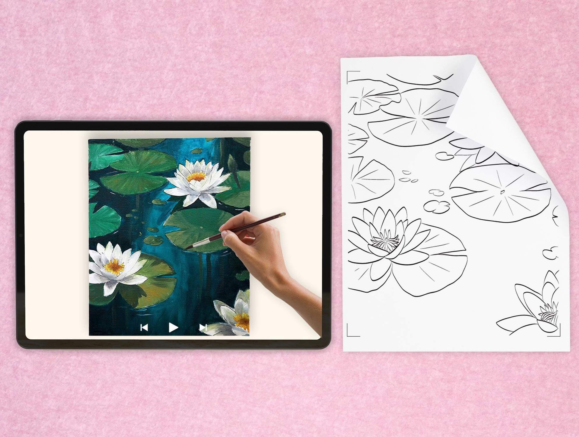 templates of for a DIY pre drawn canvas for easy acrylic painting landscape