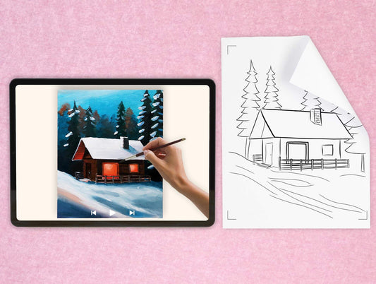 templates of for a DIY pre drawn canvas for easy acrylic painting landscape