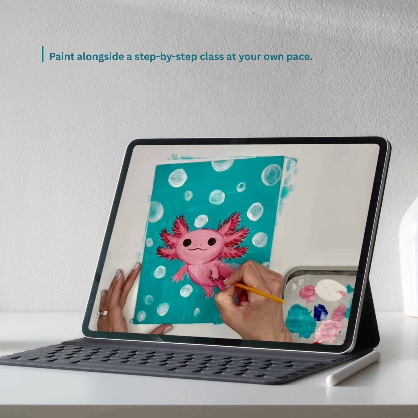 Bubbly Axolotl: Paint Class in a Box