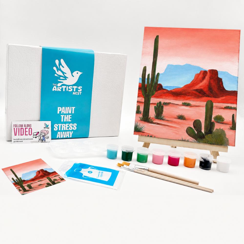 Echoes of the Desert- Pre-drawn Canvas Acrylic Painting Kit with Follow-along Video